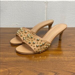Anthropologie Women’s Bubble Stud‎ Mule Heel in Travertine EU 37 Gold Studs